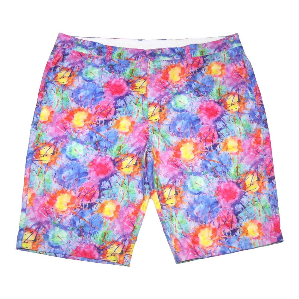 Hreski Multicolor Vibrant Splatter‎ All Over Print Golf Shorts Mens Size 40